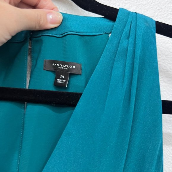 DRESS Sale Ann Taylor green sleeveless formal knee-length dress womens Size: 10 - Picture 4 of 7